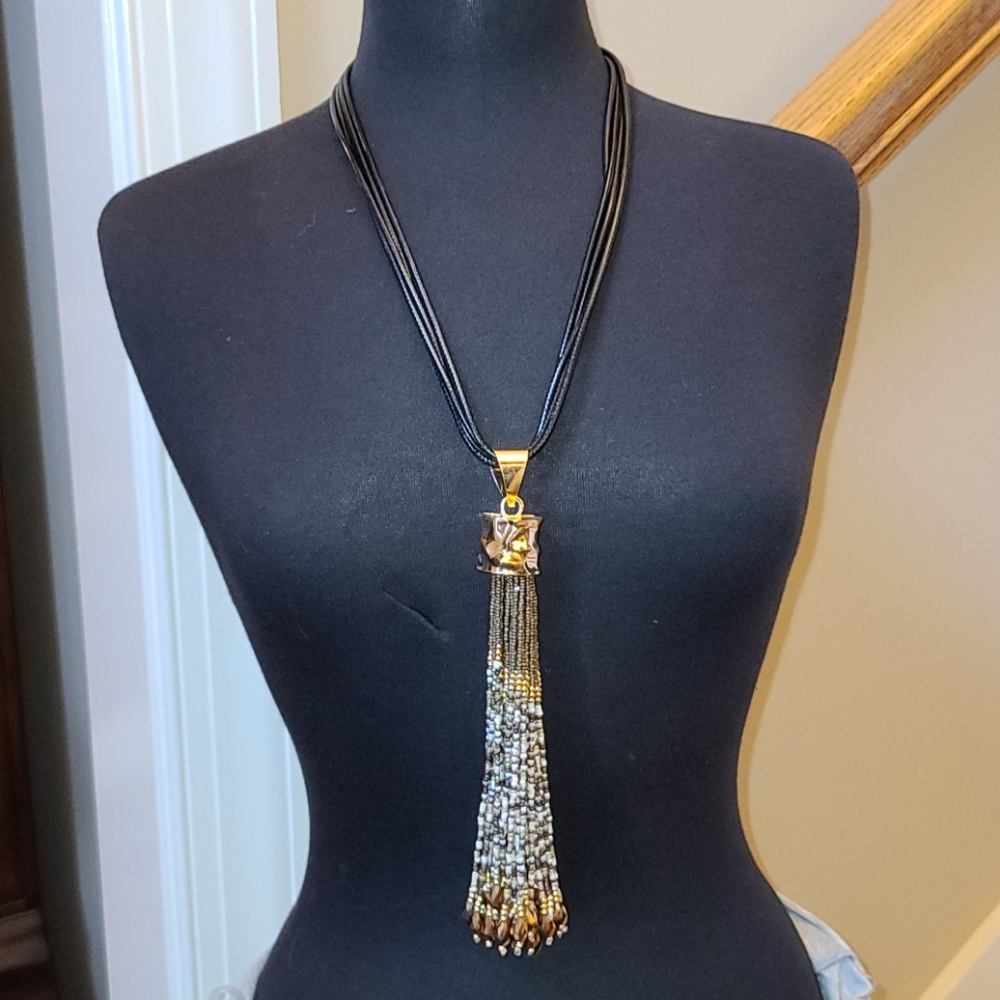 Statement Necklace Black/Brown/Copper/White